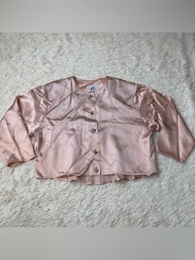 Vintage Wild Dress Silky Pink Button-Front Cropped Jacket